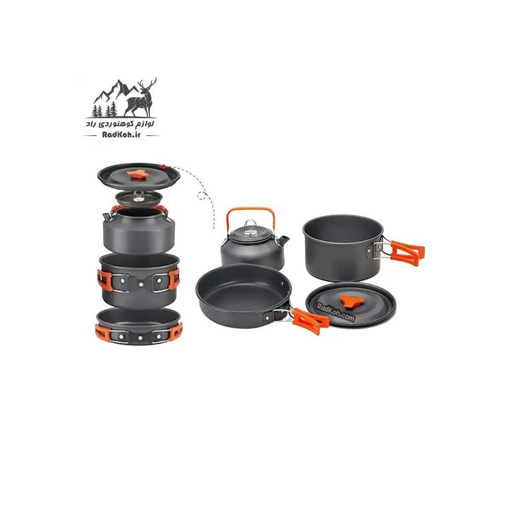 ست ظروف کوهنوردی Cooking Set مدل DS-308 رنگ نارنجی