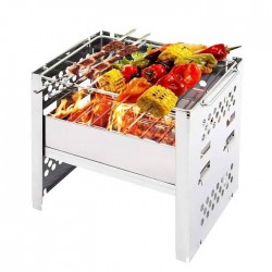 اجاق هیزمی تاشو مسافرتی کد RK-101 رنگ نقره ای