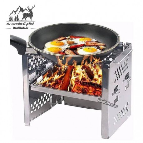 اجاق هیزمی تاشو کد RK-101 رنگ نقره ای