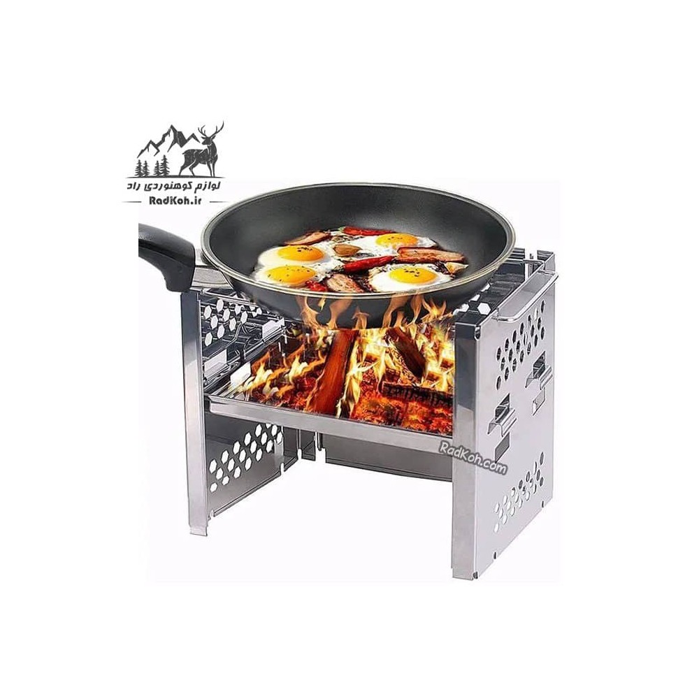 اجاق هیزمی تاشو کد RK-101 رنگ نقره ای