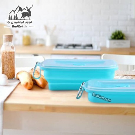 ظرف سیلیکونی تاشو 1 لیتر رنگ آبی فیروزه ای