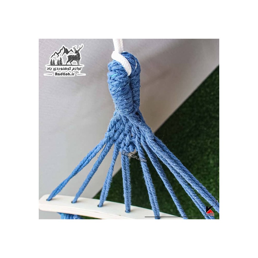تخت آویز ننو طبیعت گردی یک نفره چوبدار رنگ آبی