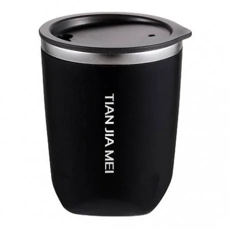 لیوان استیل درب دار تیان جیا می 300 میل Office Cup 8928 رنگ مشکی