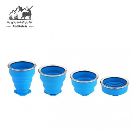 لیوان سیلیکونی مسافرتی و طبیعت گردی تاشو کد L1 رنگ آبی