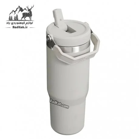 تراول ماگ نی دار استنلی 880 میلی لیتر مدل FLIP STRAW TUMBLER 0.88L رنگ طوسی