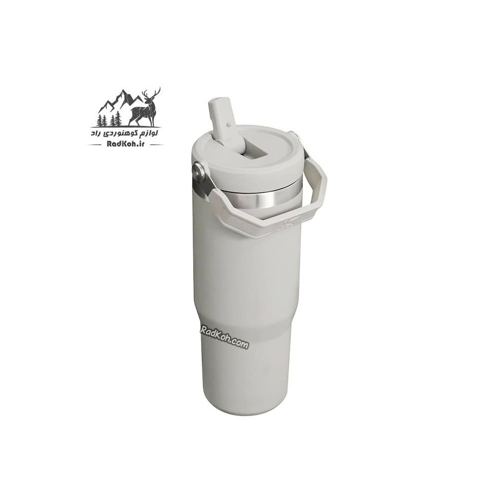 تراول ماگ نی دار استنلی 880 میلی لیتر مدل FLIP STRAW TUMBLER 0.88L رنگ طوسی