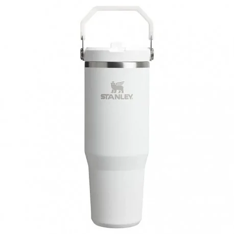 تراول ماگ 880 میلی لیتر استنلی نی دار مدل FLIP STRAW TUMBLER 0.88L رنگ سفید