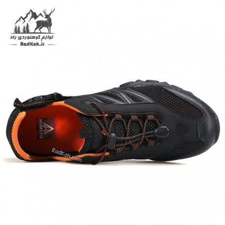 صندل پیاده روی مردانه هومتو مدل 660958A-1 رنگ مشکی/نارنجی