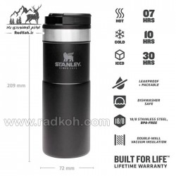 ماگ استنلی 470 میلی لیتر کلاسیک مدل stanley classic neverleak 0.47 L رنگ مشکی