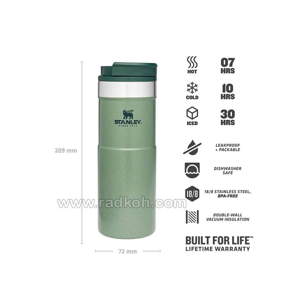 ماگ مسافرتی 470 میلی لیتری استنلی کلاسیک مدل stanley classic neverleak travel mug 0.47 L رنگ سبز