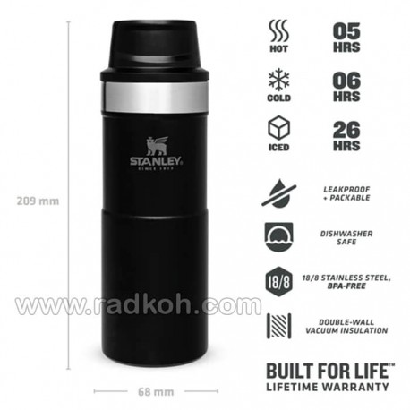 ماگ تریجر اکشن 350 میلی لیتری استنلی کلاسیک مدل stanley Classic Triggr Action Mug .35 L رنگ مشکی
