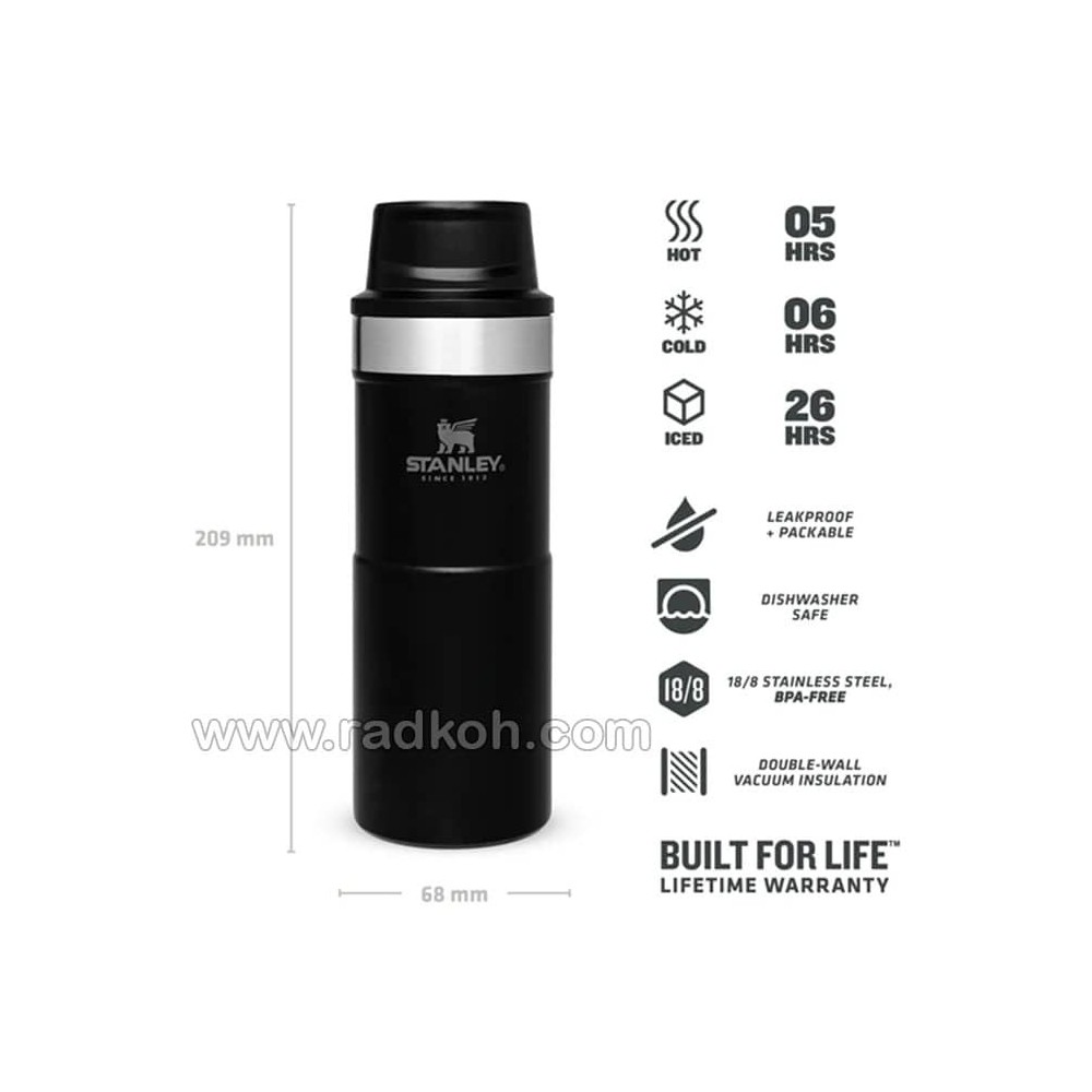 ماگ تریجر اکشن 350 میلی لیتری استنلی کلاسیک مدل stanley Classic Triggr Action Mug .35 L رنگ مشکی