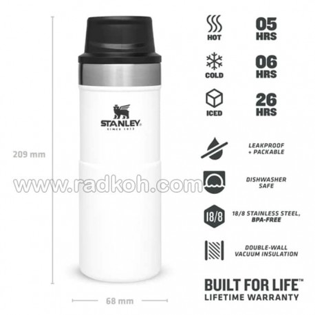 ماگ تریجر اکشن 350 میلی لیتری استنلی کلاسیک مدل stanley Classic Triggr Action Mug .35 L رنگ سفید