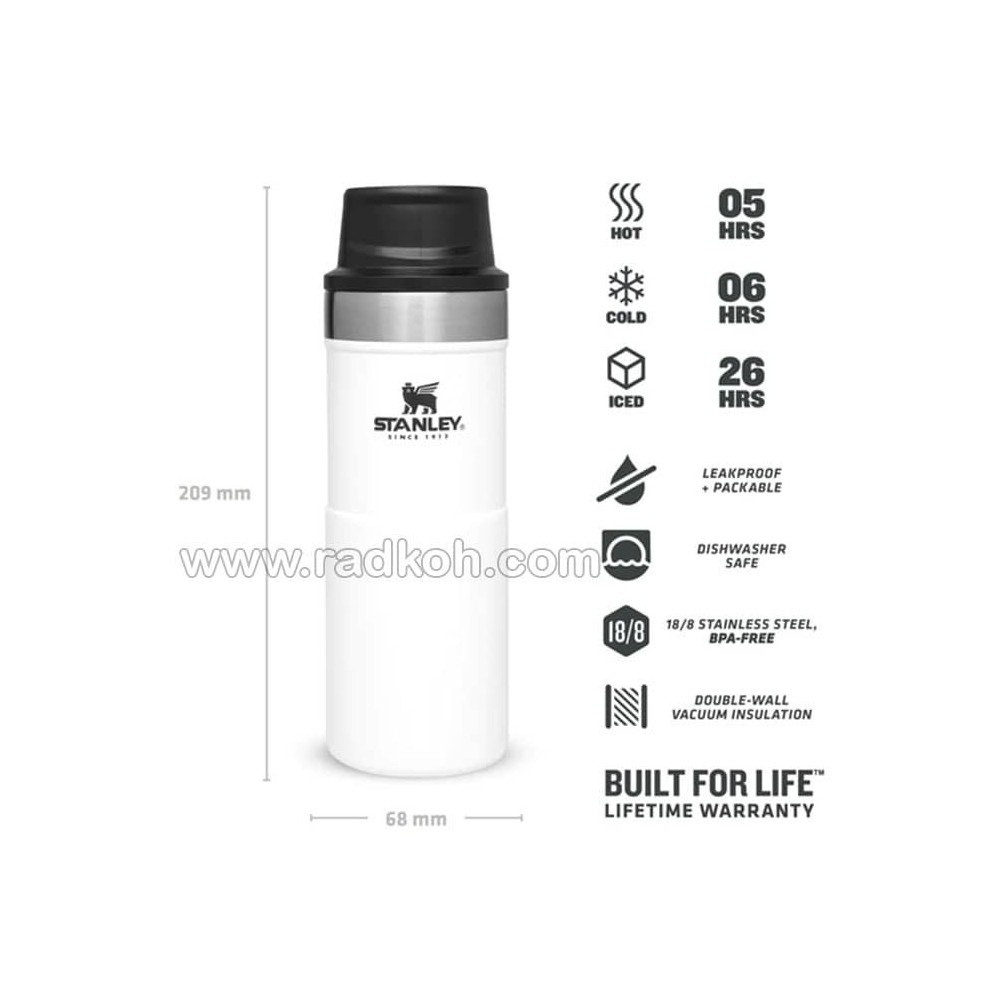 ماگ تریجر اکشن 350 میلی لیتری استنلی کلاسیک مدل stanley Classic Triggr Action Mug .35 L رنگ سفید