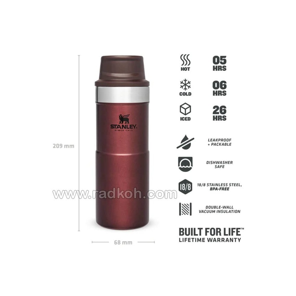 ماگ تریجر اکشن 350 میلی لیتری استنلی کلاسیک مدل stanley Classic Triggr Action Mug .35 L رنگ زرشکی