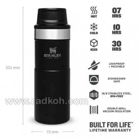 ماگ تریجر اکشن 470 میلی لیتری استنلی کلاسیک مدل stanley Triggr Action Mug 0.47 L رنگ مشکی