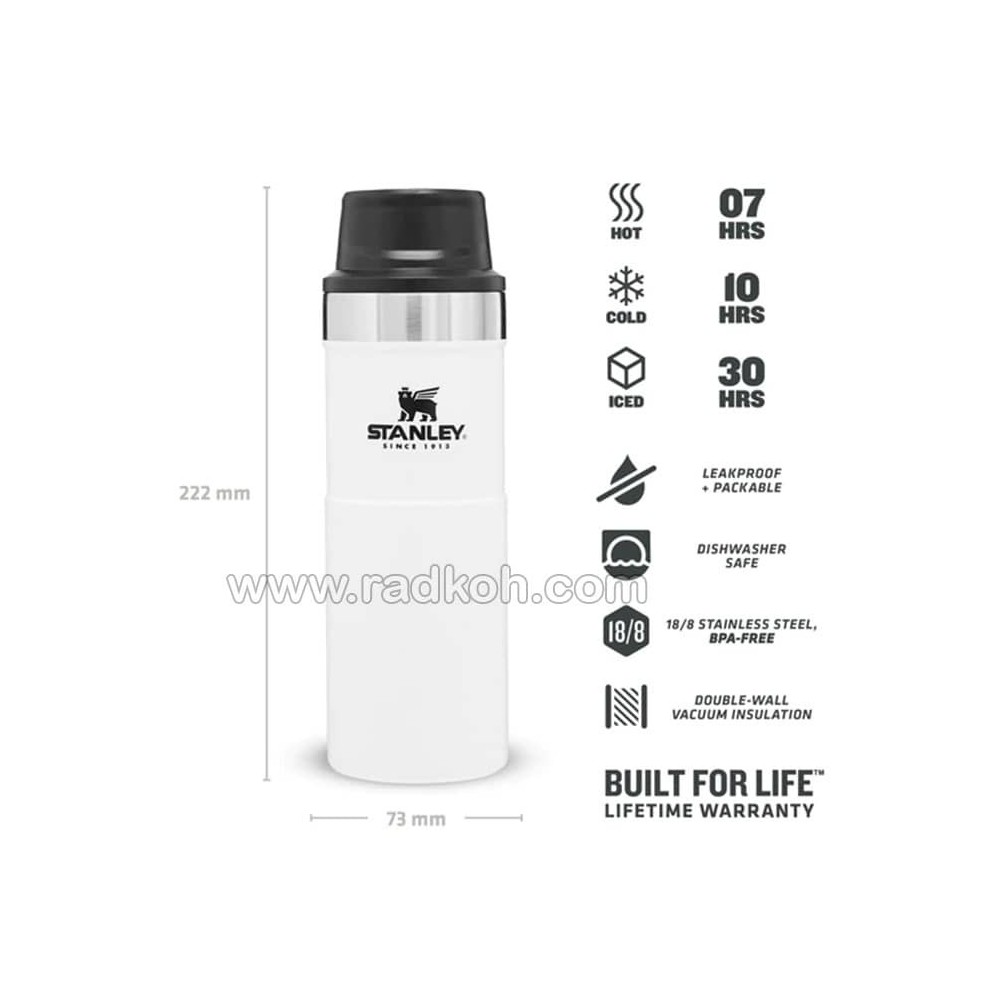 ماگ تریجر اکشن 470 میلی لیتری استنلی کلاسیک مدل stanley Triggr Action Mug 0.47 L رنگ سفید