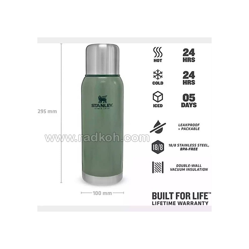 فلاسک بدنه وکیوم 1 لیتری استنلی  مدل stanley Vacuum Bottle 1.0L رنگ سبز