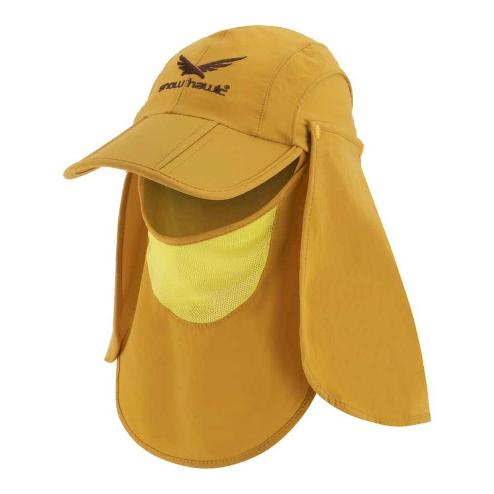 کلاه آفتابی سه تیکه اسنوهاک مدل Neck-Protection کد S3 رنگ زرد تیره