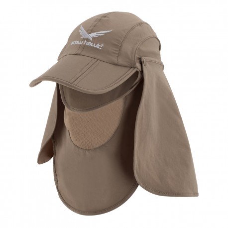کلاه آفتابی سه تیکه اسنوهاک مدل Neck-Protection کد S3 رنگ خاکی