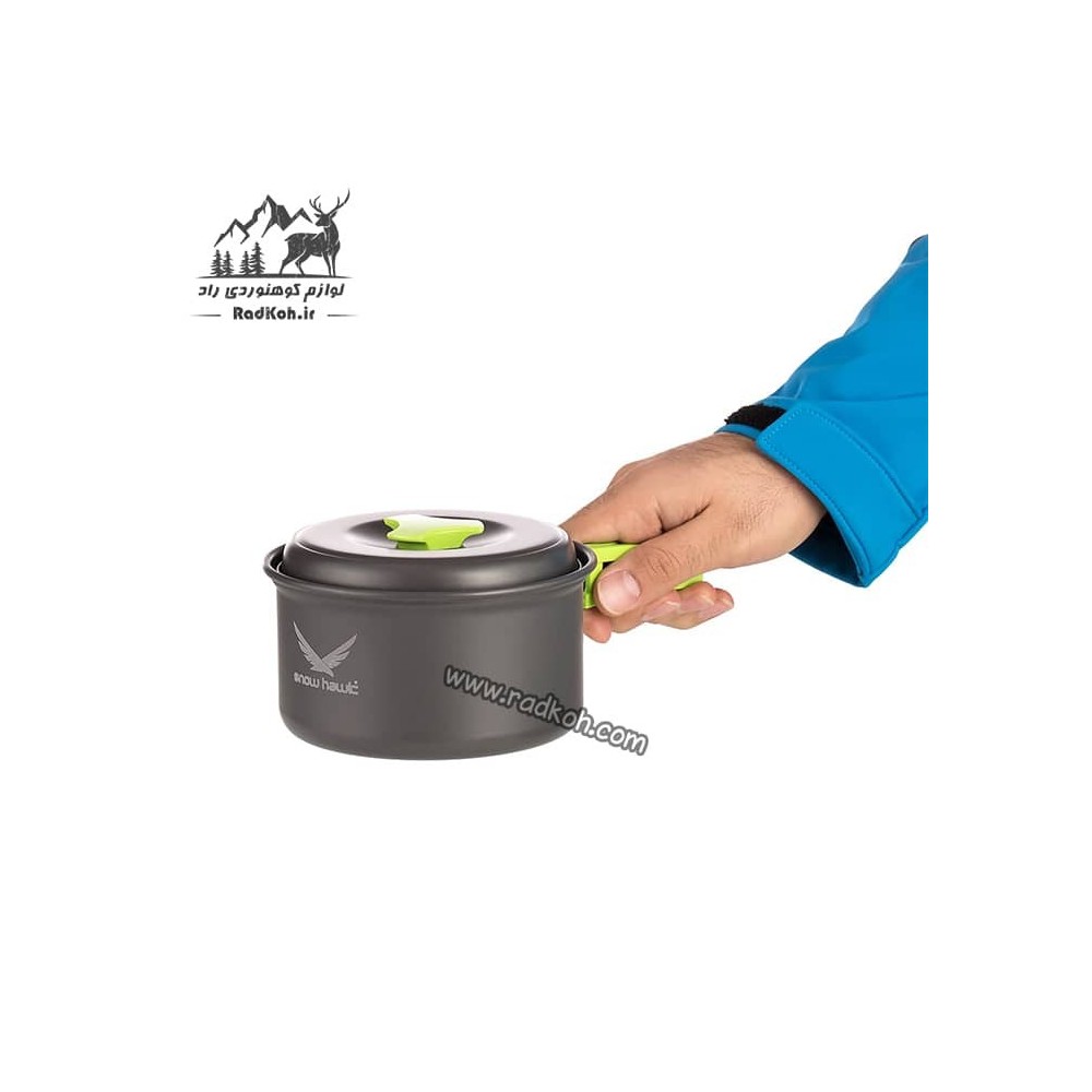 ست ظروف طبیعت گردی تک نفره اسنوهاک مدل SN-T 222 رنگ سبز