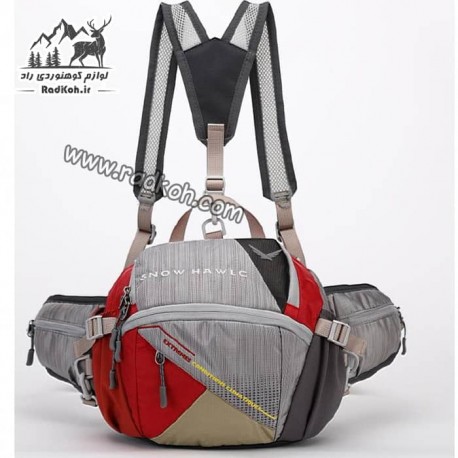 کیف کمری کوله شو مسافرتی اسنوهاک کد 6077 رنگ طوسی/قرمز