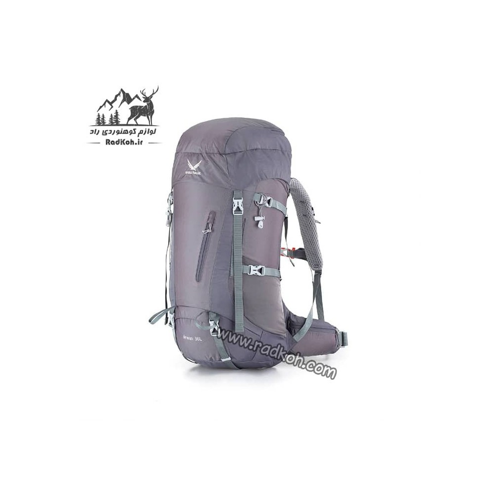 کوله پشتی کوهنوردی 36 لیتری snowhawk Sirwan KA-9956 رنگ خاکستری