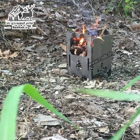 اجاق هیزمی لولادار کوچک سروکوه مدل FBSH01 رنگ نقره ای