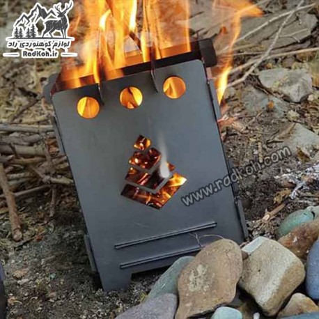 اجاق هیزمی کشویی بزرگ سروکوه مدل FBSS11 رنگ نقره ای