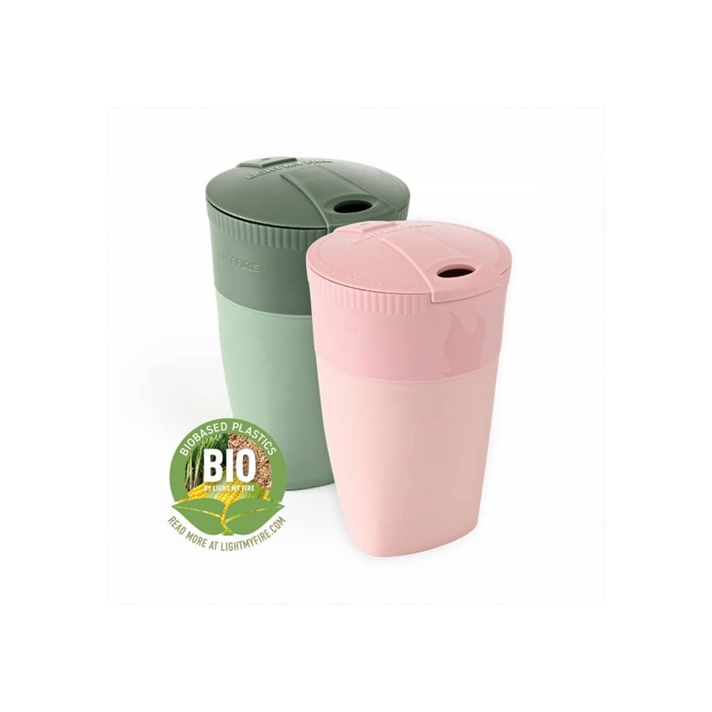 لیوان 2 نفره لایت مای فایر مدل pack up cup bio رنگ سبز/صورتی