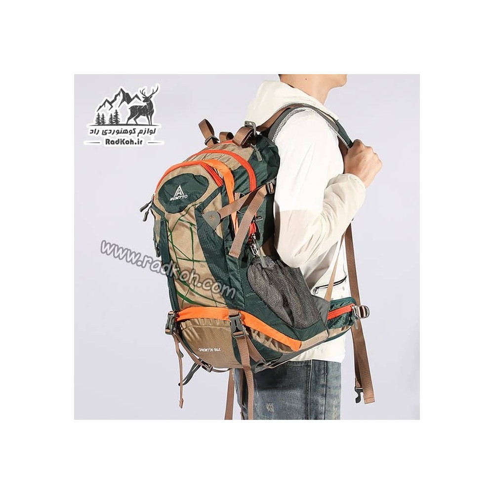 کوله پشتی طبیعت گردی 36 لیتری هامتو مدل HB202102-2 رنگ سبز کله غازی/خاکی