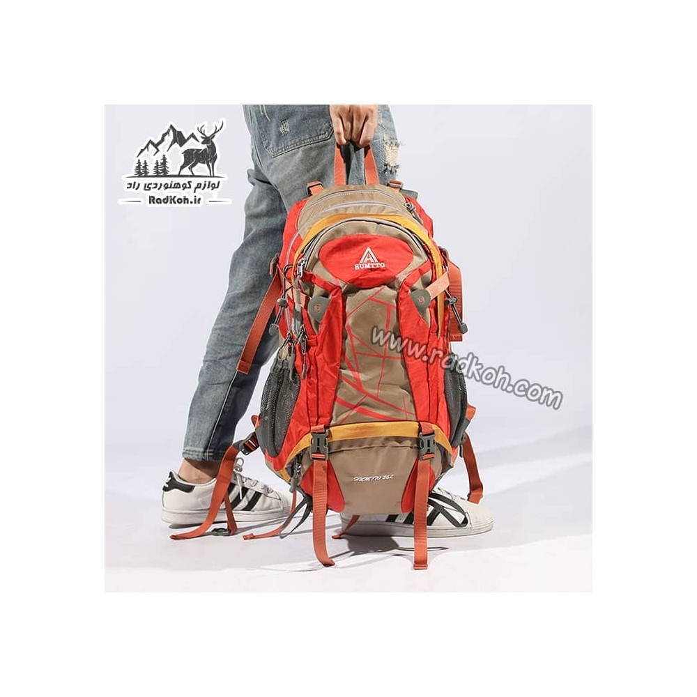 کوله پشتی طبیعت گردی 36 لیتری هامتو مدل HB202102-1 رنگ طوسی قرمز