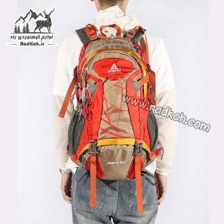 کوله هامتو کوهنوردی 36 لیتری مدل HB202102-1 رنگ طوسی قرمز