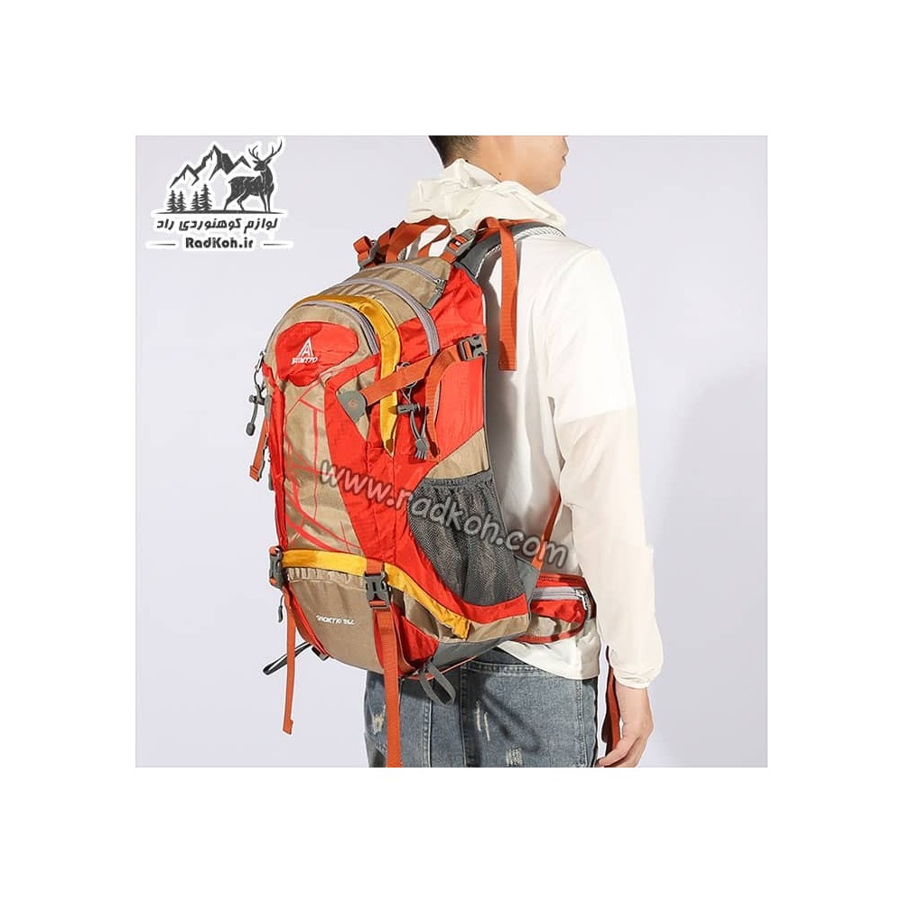 کوله پشتی کوهنوردی 36 لیتری هامتو مدل HB202102-1 رنگ طوسی قرمز	