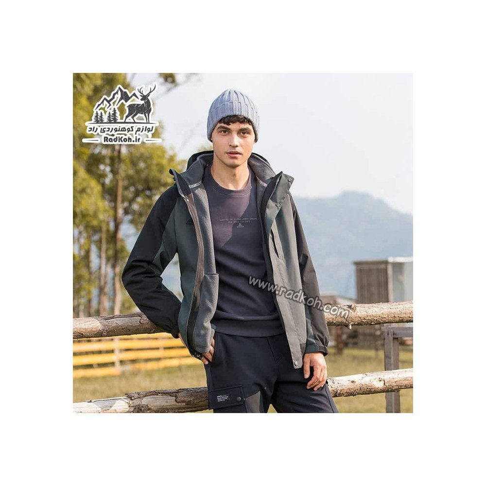 کاپشن دوپوش مردانه هامتو مدل humtto 25C939A-2 رنگ سبز تیره/مشکی
