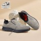 کفش چرم مردانه بدون بند هامتو مدل humtto 330401A-2 رنگ خاکی