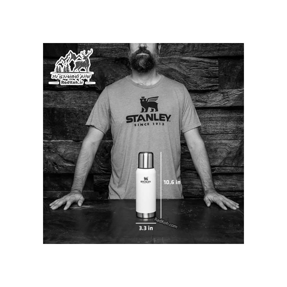 فلاسک بدنه وکیوم 730 میلی لیتری استنلی ادونچر مدل Vacuum Bottle 0.73L رنگ سفید