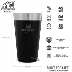 لیوان سفری استنلی 470 میلی لیتر مدل Beer Pint 0.47L رنگ مشکی