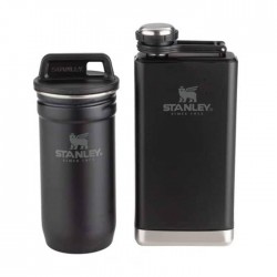ست شات و قمقمه کتابی استنلی ادونچر مدل Shot Glass + Flask Set رنگ مشکی