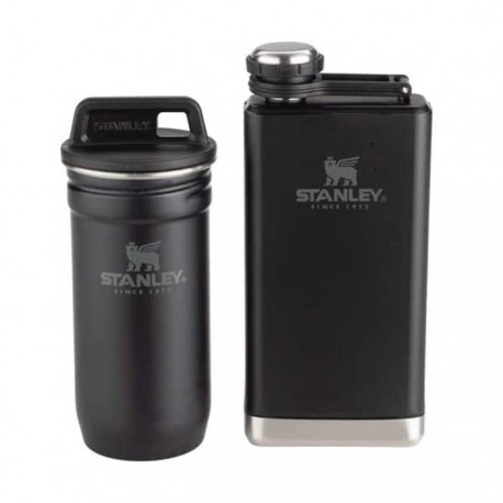 ست شات و قمقمه کتابی استنلی ادونچر مدل Shot Glass + Flask Set رنگ مشکی