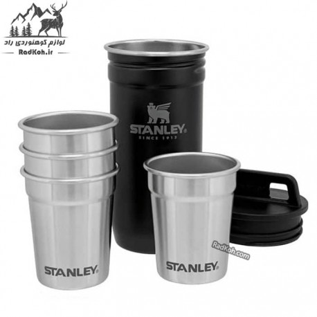 ست شات و قمقمه کتابی استنلی ادونچر مدل Shot Glass + Flask Set رنگ مشکی