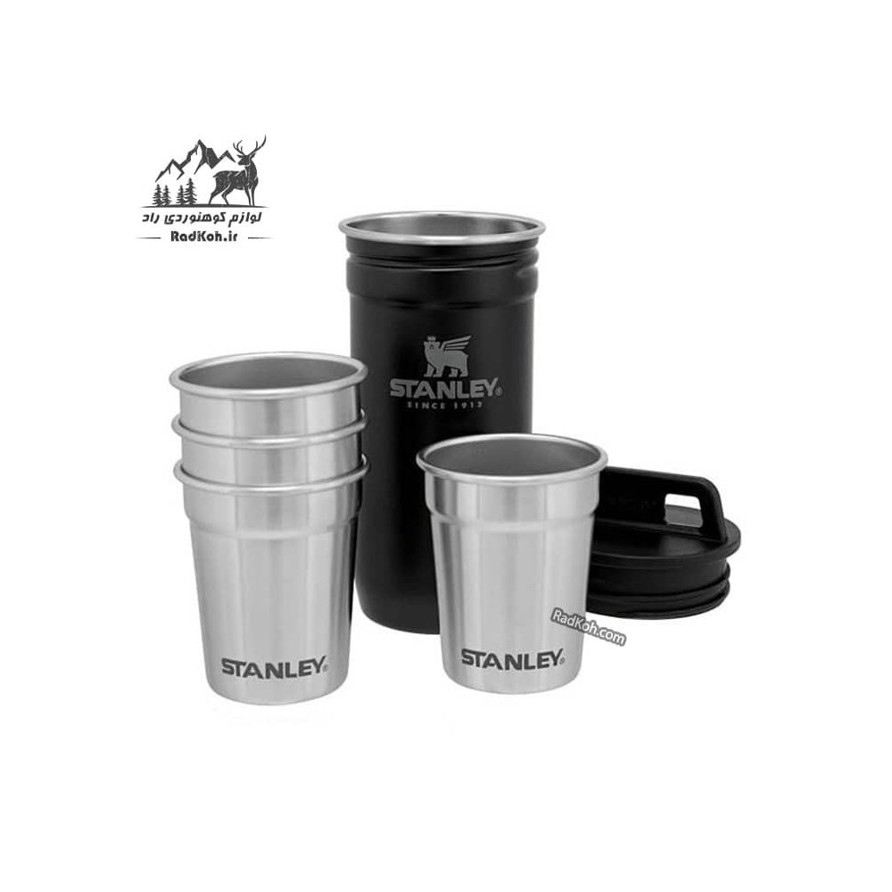 ست شات و قمقمه کتابی استنلی ادونچر مدل Shot Glass + Flask Set رنگ مشکی