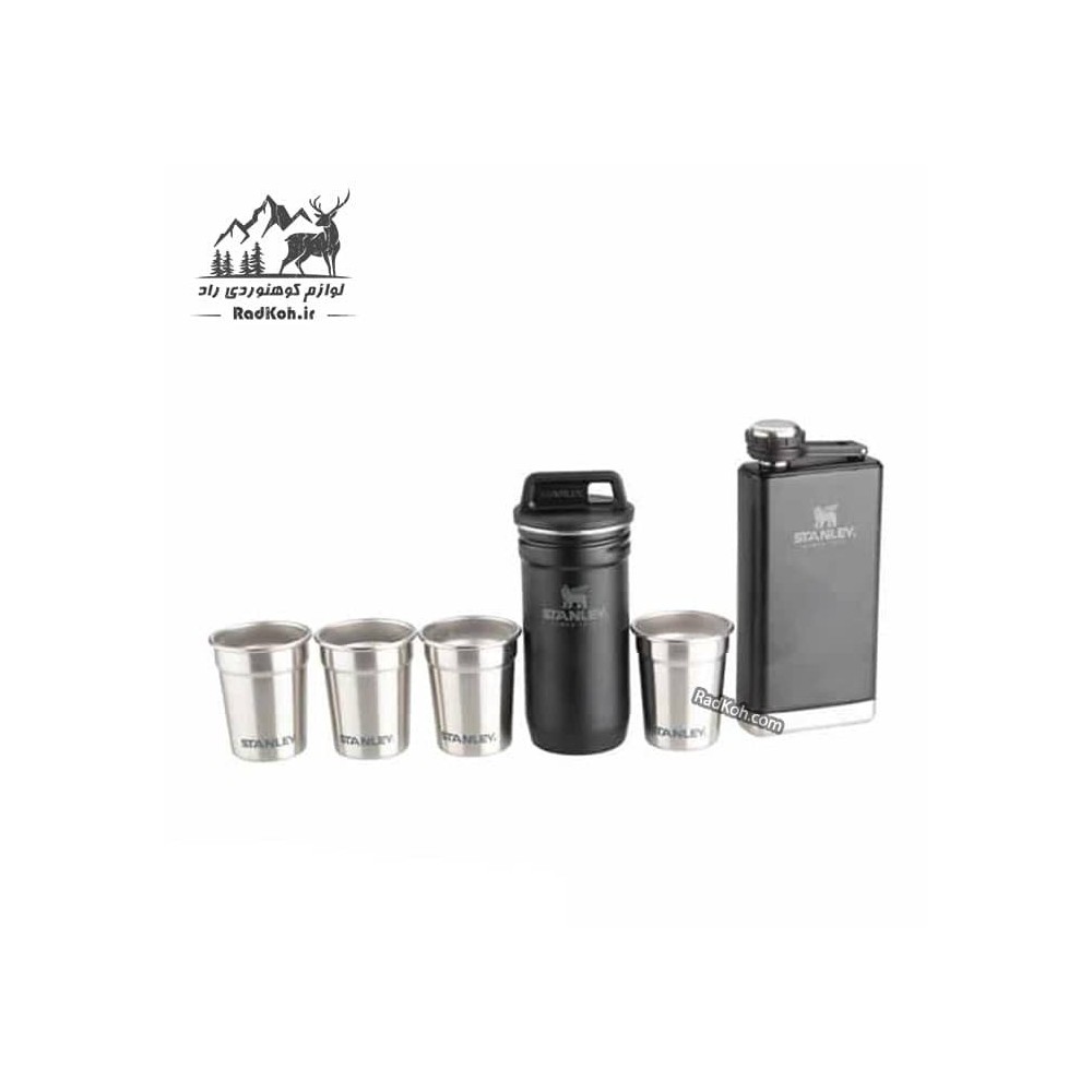ست شات و قمقمه کتابی استنلی ادونچر مدل Shot Glass + Flask Set رنگ مشکی