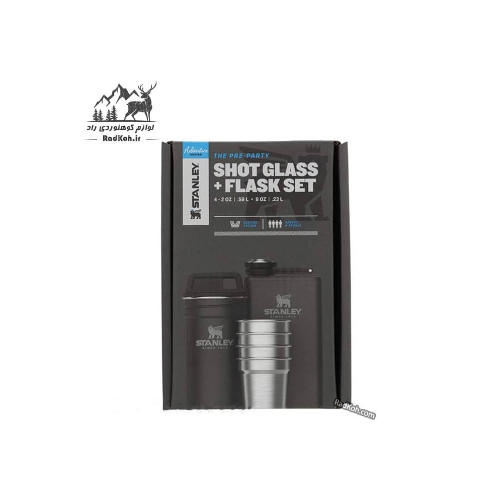 ست شات و قمقمه کتابی استنلی ادونچر مدل Shot Glass + Flask Set رنگ مشکی