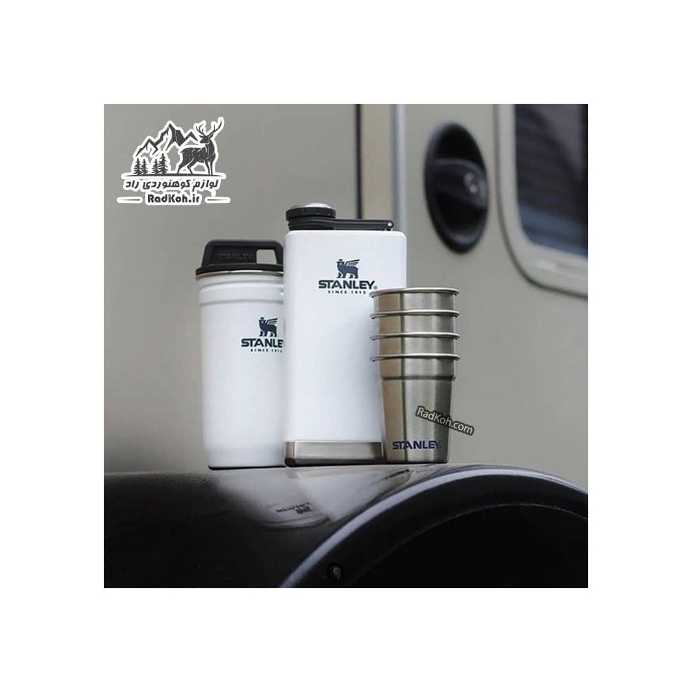 ست شات و قمقمه کتابی استنلی ادونچر مدل Shot Glass + Flask Set رنگ سفید