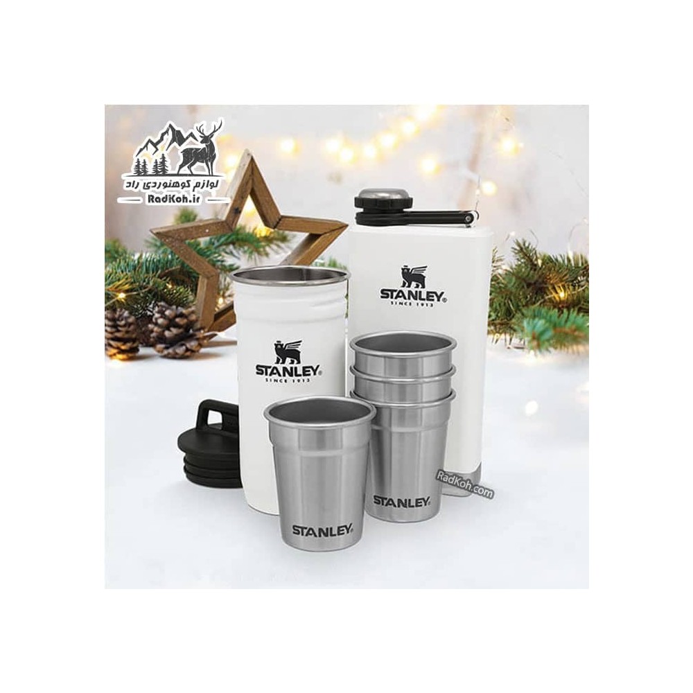 ست شات و قمقمه کتابی استنلی ادونچر مدل Shot Glass + Flask Set رنگ سفید