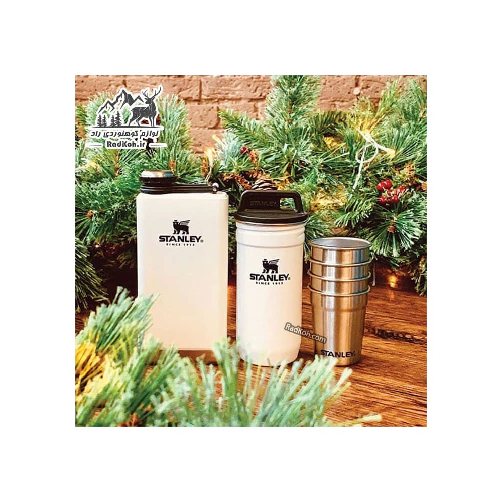 ست شات و قمقمه کتابی استنلی ادونچر مدل Shot Glass + Flask Set رنگ سفید
