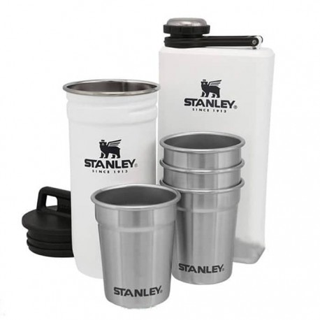 ست شات و قمقمه کتابی استنلی ادونچر مدل Shot Glass + Flask Set رنگ سفید