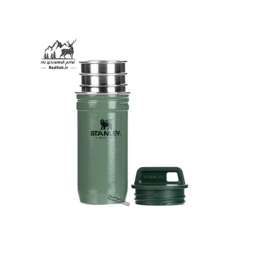 ست شات و قمقمه کتابی استنلی ادونچر مدل Shot Glass + Flask Set رنگ سبز