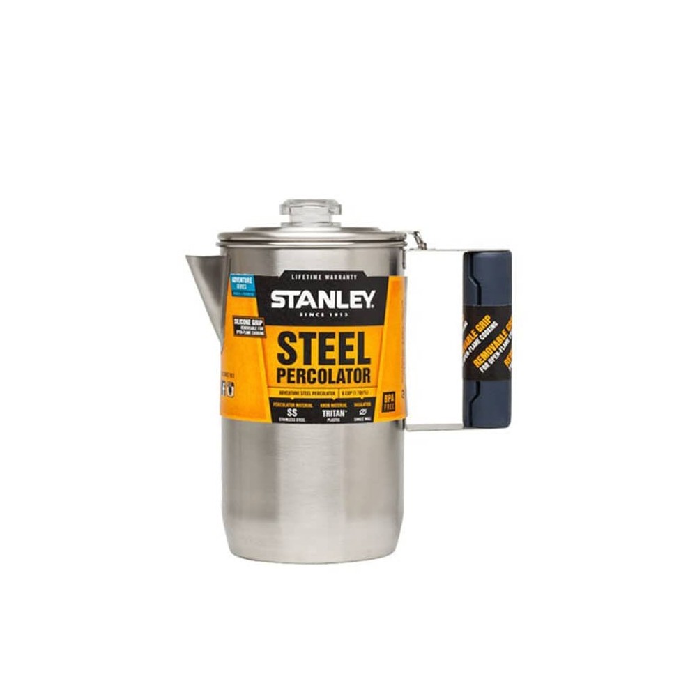 کتری استیل 6 نفره با صافی استنلی ادونچر مدل percolator رنگ استیل